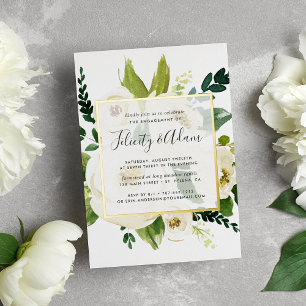 Alabaster Floral Engagement Party Gold Foil Invitation