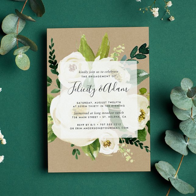 Alabaster Floral Engagement Party Invitation (Creator Uploaded)