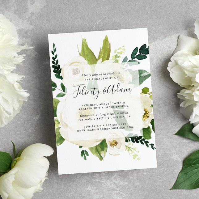 Alabaster Floral Engagement Party Invitation (Creator Uploaded)