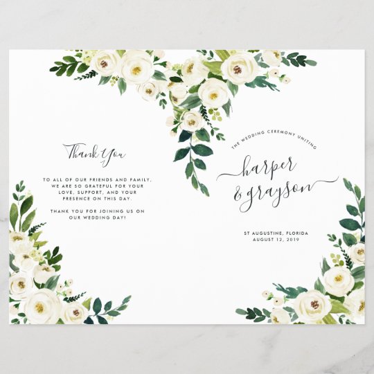 alabaster floral folded wedding program zazzle com