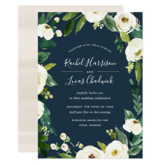 Alabaster Floral Frame Wedding Invitation