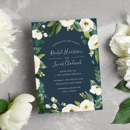 Alabaster Floral Frame Wedding Invitation