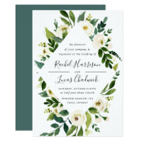 Alabaster Floral Frame Wedding Invitation