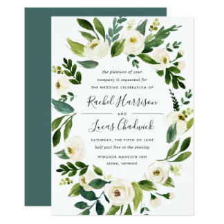 Alabaster Floral Frame Wedding Invitation