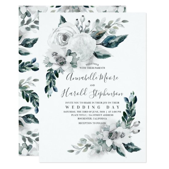 Alabaster Floral Greenery | Watercolor Wedding Invitation