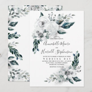 Alabaster Floral Greenery | Watercolor Wedding Invitation