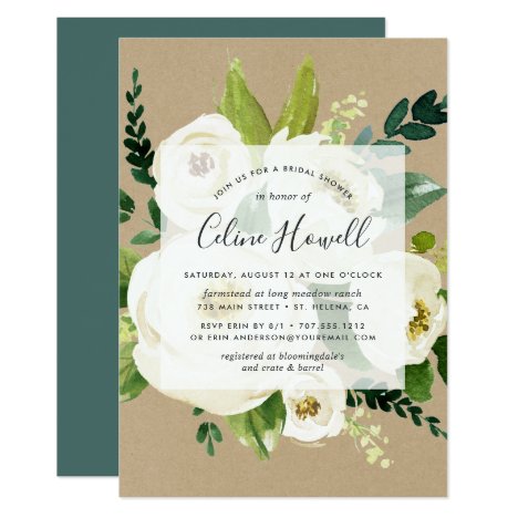Alabaster Floral Kraft Bridal Shower Invitation