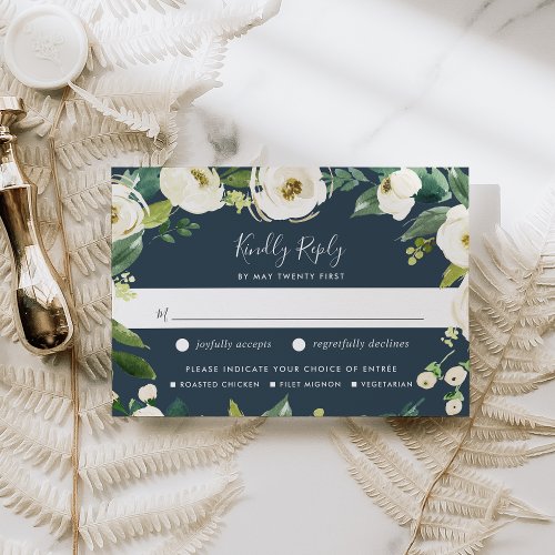 Alabaster Floral Meal Choice RSVP Card