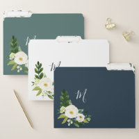 Alabaster Floral Monogram File Folder