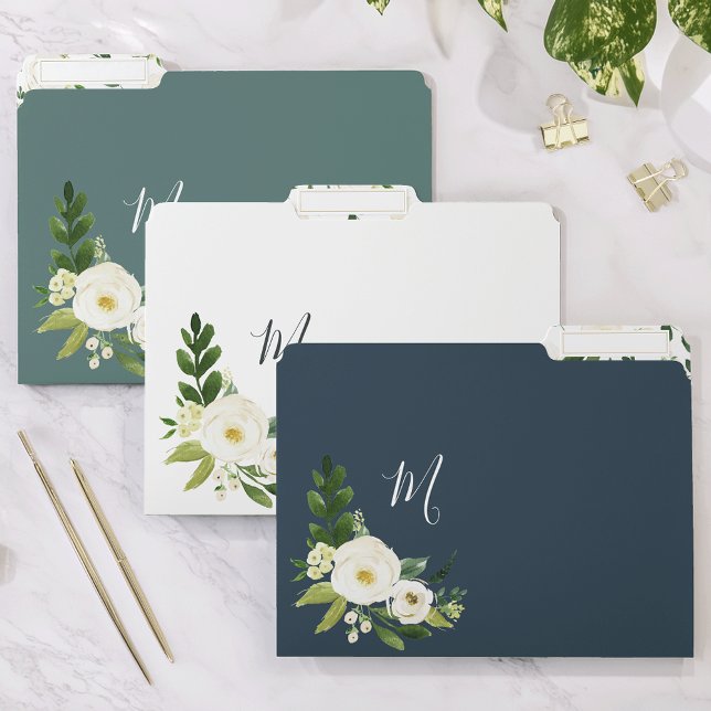 Alabaster Floral Monogram File Folder (Creator Uploaded)