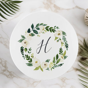 Alabaster Floral Monogram Trinket Tray