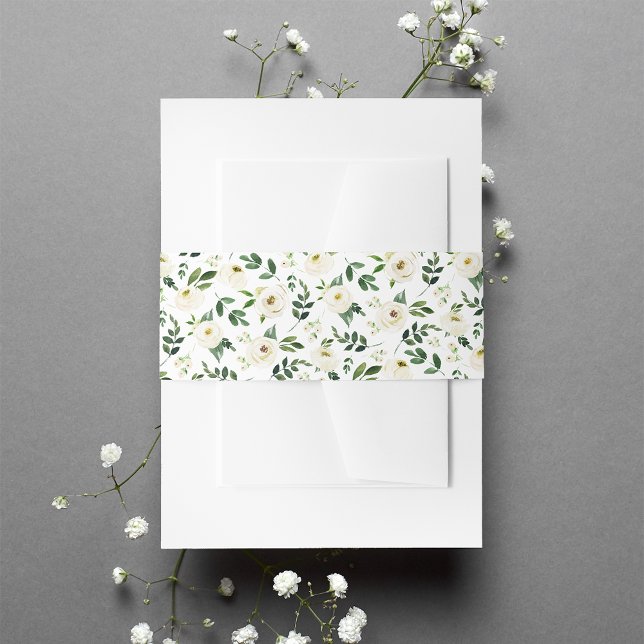 Alabaster Floral Pattern Invitation Belly Band (Creator Uploaded)