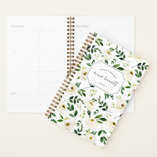 alabaster floral personalized planner zazzle com