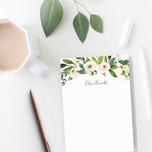 Alabaster Floral Personalized Post_it Notes
