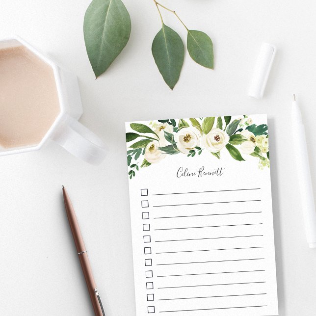 Alabaster Floral Personalized To-Do List Post-it Notes (Creator Uploaded)
