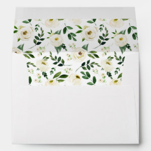 Alabaster Floral Pre-Printed Return Address 5x7 Envelope