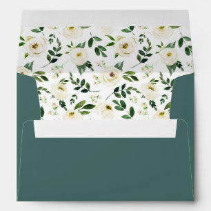 Alabaster Floral Pre-Printed Return Address 5x7 Envelope