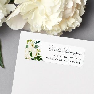 Alabaster Floral Return Address Label