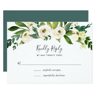 Alabaster Floral RSVP Card
