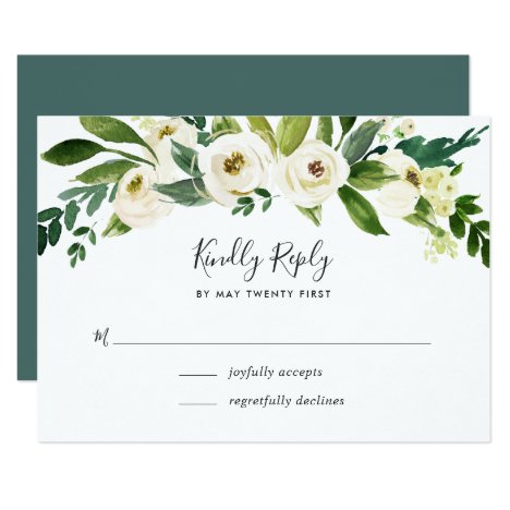 Alabaster Floral RSVP Card