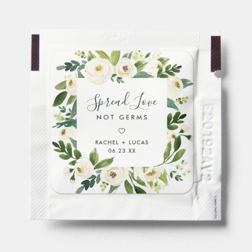 Alabaster Floral  Spread Love Not Germs Wedding Hand Sanitizer Packet