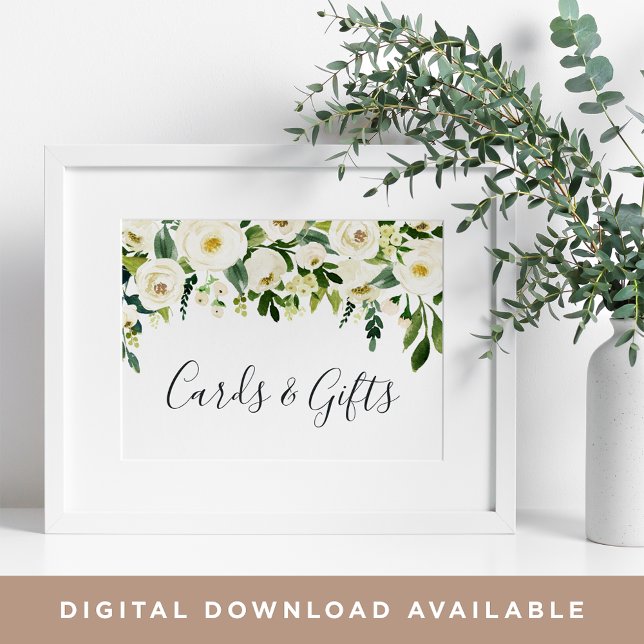 Alabaster Floral Wedding Cards & Gifts Sign (Creator Uploaded)
