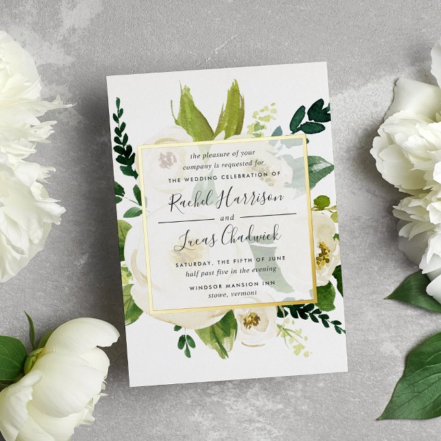 Alabaster Floral Wedding Gold Foil Invitation (Creator Uploaded)