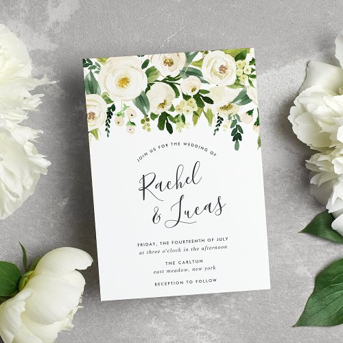 Alabaster Floral Wedding Invitation