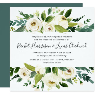 Alabaster Floral Wedding Invitation | Square