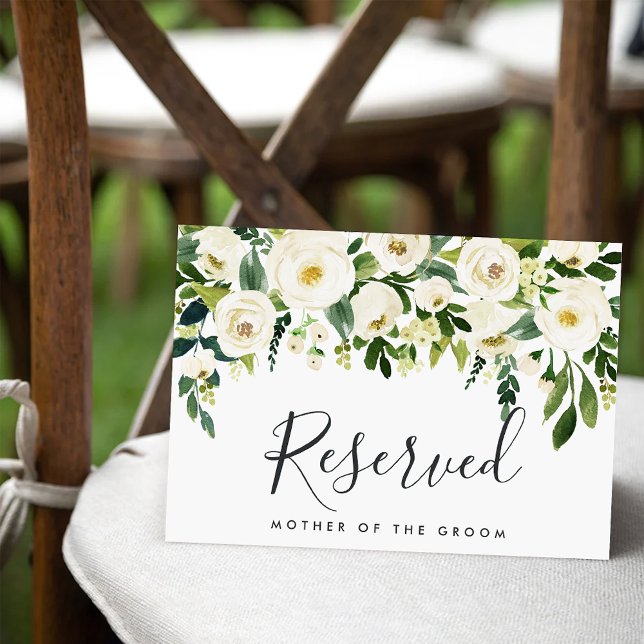 Alabaster Floral Wedding Reserved Seating Card (Creator Uploaded)