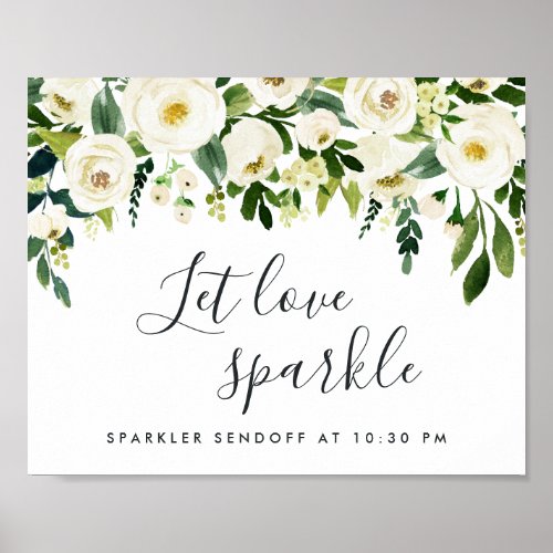 Alabaster Floral Wedding Sparker Sendoff Sign