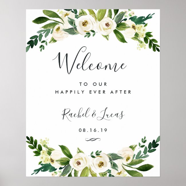 Alabaster Floral Wedding Welcome Poster