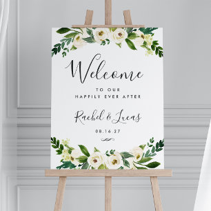 Alabaster Floral Wedding Welcome Sign