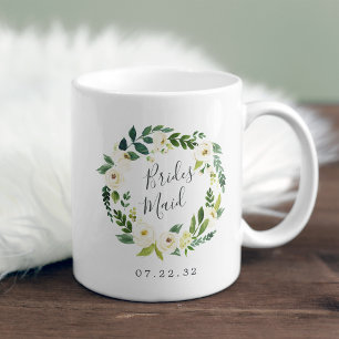Alabaster Floral Wreath Bridesmaid Coffee Mug