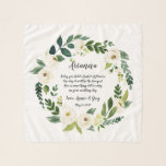 Alabaster Floral Wreath Flower Girl Poem Scarf<br><div class="desc">Gift your flower girl with this sweet keepsake chiffon scarf featuring her name, your names, and an endearing poem encircled by a botanical wreath of green watercolor foliage and white watercolor flowers that match our Alabaster floral wedding suite. Poem reads "Today you hold a basket of flowers, one day it...</div>