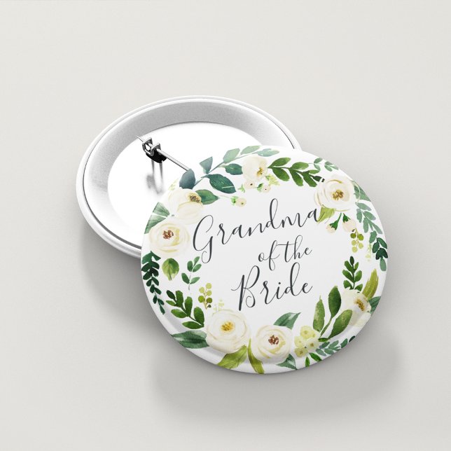 Alabaster Floral Wreath Grandma of the Bride Button (Creator Uploaded)