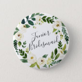 Alabaster Floral Wreath Junior Bridesmaid Button (Front)
