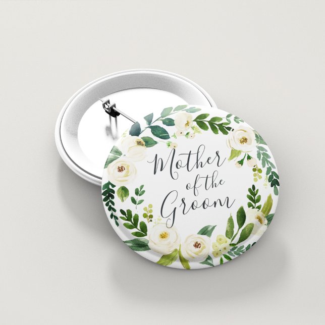 Alabaster Floral Wreath Mother of the Groom Button (Creator Uploaded)