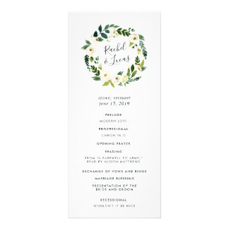 Alabaster Floral Wreath Wedding Ceremony Program