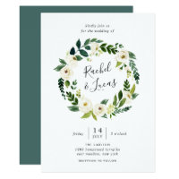 Alabaster Floral Wreath Wedding Invitation