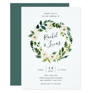 Alabaster Floral Wreath Wedding Invitation