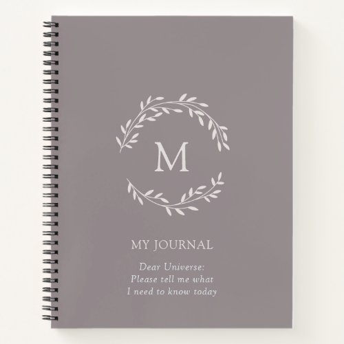 Alabaster Monogram Wreath Rose Taupe Journaling Notebook