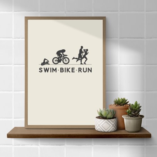 Alabaster â Swim Bike Run Triathlon Icon Series Poster