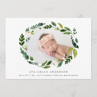 Alabaster Wreath Birth Announcement