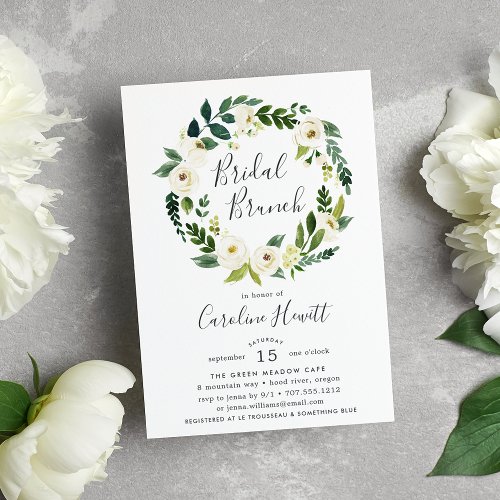 Alabaster Wreath Bridal Brunch Invitation