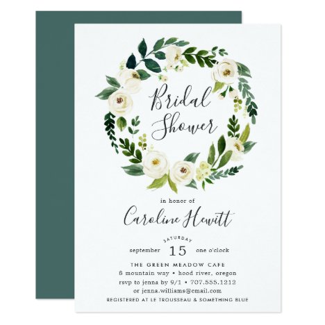Alabaster Wreath Bridal Shower Invitation