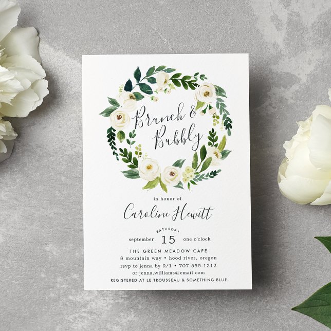 Alabaster Wreath Brunch & Bubbly Shower Invitation (Creator Uploaded)