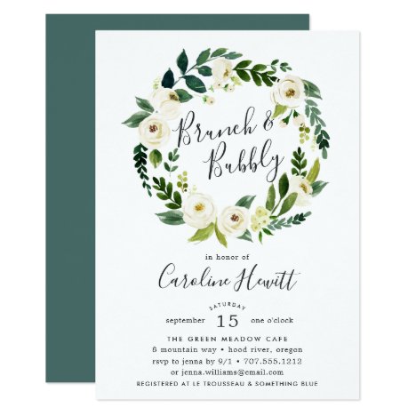 Alabaster Wreath Brunch &amp; Bubbly Shower Invitation