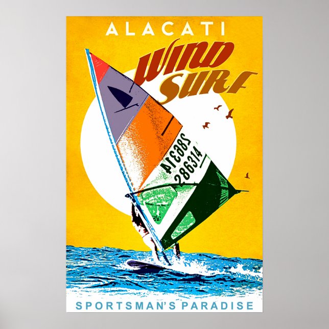 Alacati summer, Turkey, wind surf, vintage, travel Poster (Front)