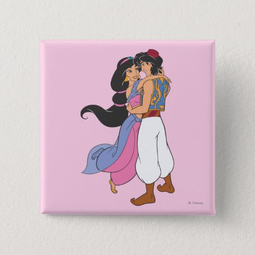 Aladdin and Jasmine Hugging 1 Button